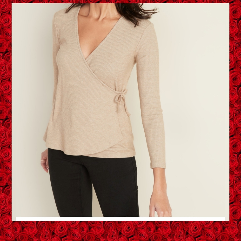 OLD NAVY Wrap-Front Rib -Knit Top